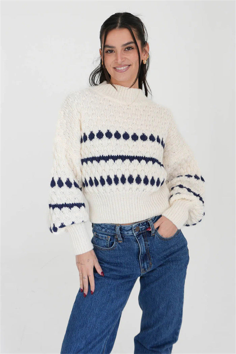 Pull en tricot pour femmes avec un motif de tresse moderne et des manches volumineuses Chic und Stil