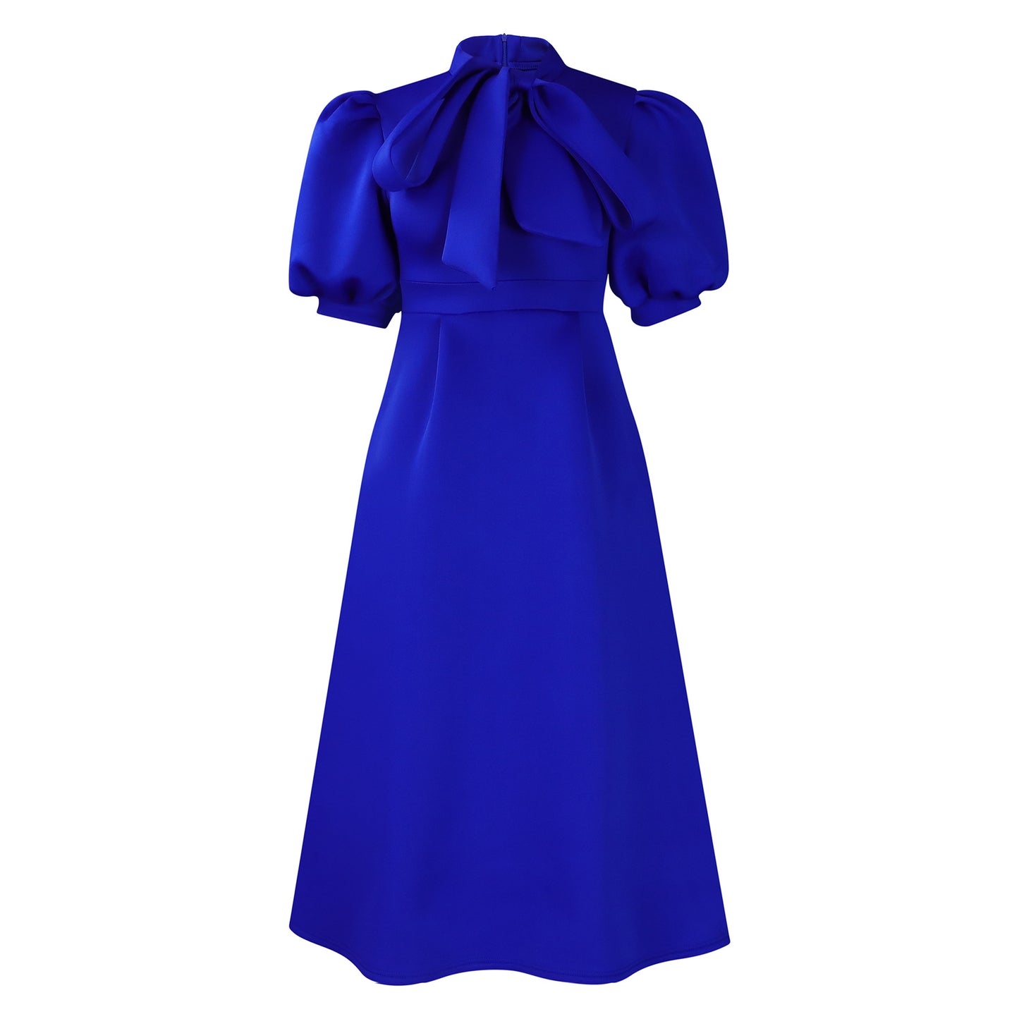 Robe midi femme avec un élégant noeud et des manches bouffantes Chic und Stil