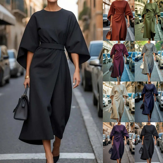 Robe maxi femme avec des manches volumineuses et une ceinture élégante Chic und Stil