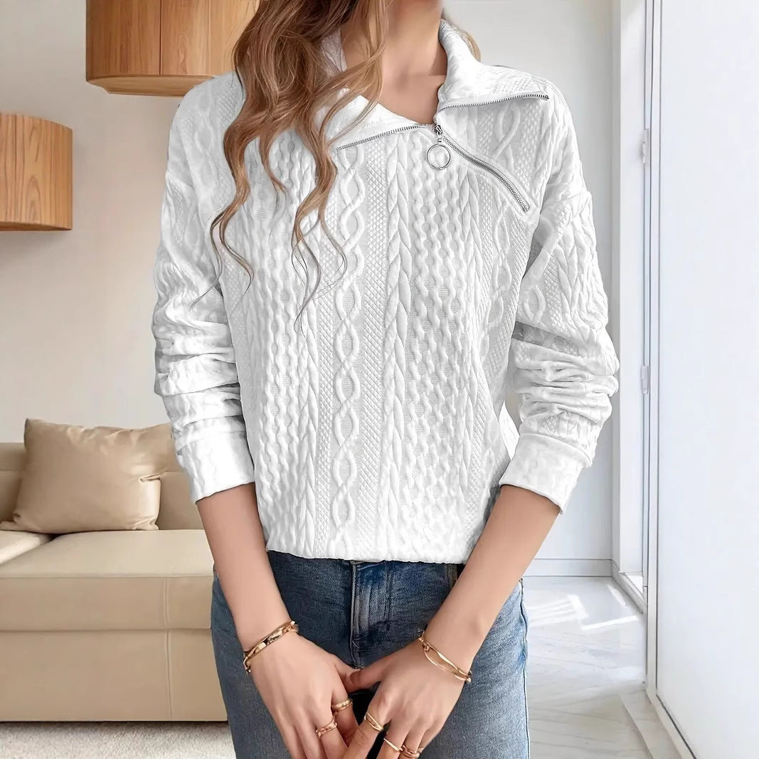 Pull en tricot pour femmes avec demi-zip et design texturé Chic und Stil