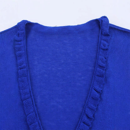 Dames cardigan avec des détails de volants à la mode Chic und Stil