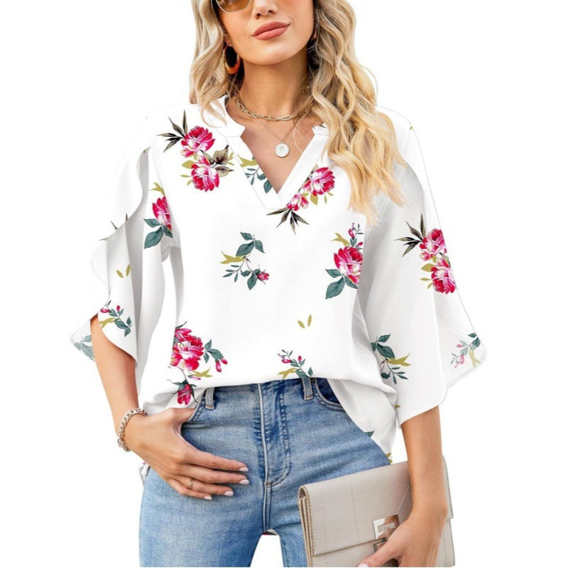 Blouse à col en V à imprimé floral Chic und Stil