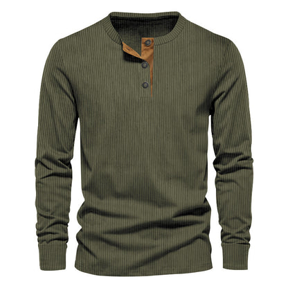 Chemise à manches longues décontractée pour hommes avec patte de boutonnage et structure en rib Chic und Stil