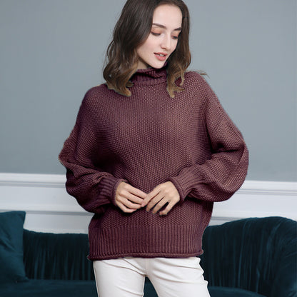 Pull femme en grosse maille avec col roulé et coupe aérienne Chic und Stil