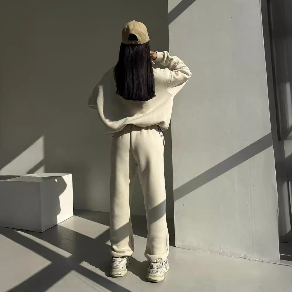 Chic and Stylish women's casual sweatshirt and jogger pants set with high collar