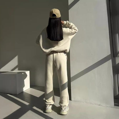 Chic and Stylish women's casual sweatshirt and jogger pants set with high collar