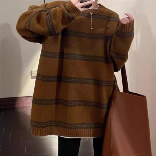 Dames Grand pull en tricot avec rayures maritimes Chic und Stil