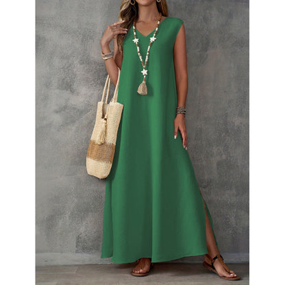 Robe maxi femme avec décolleté en V et fentes latérales Chic und Stil