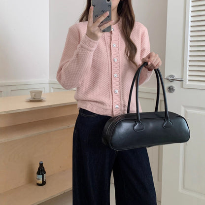 Dame cardigan en tricot avec motif texturé et boutons de haute qualité Chic und Stil