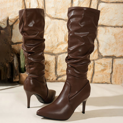 Bottes à talons hauts pour femmes avec design froncé Chic und Stil