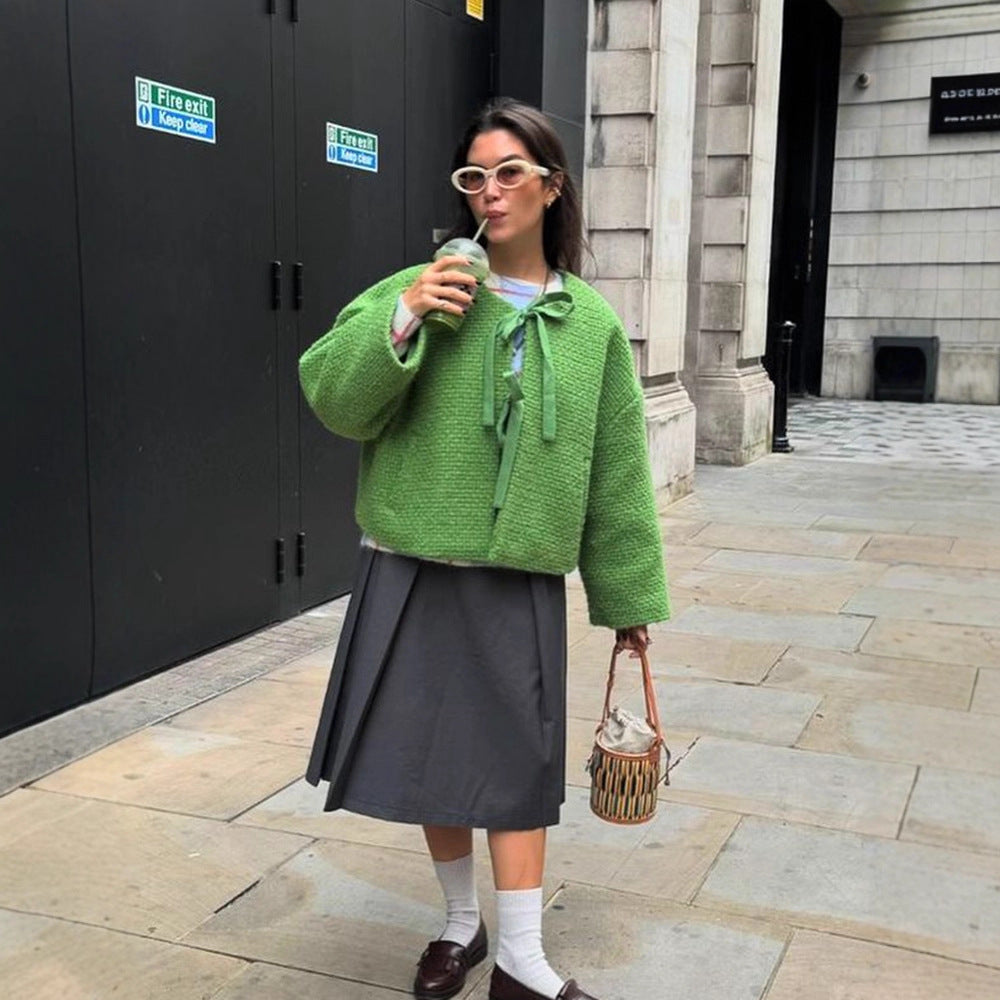 Dames cardigan oversized avec détail de lien décoratif Chic und Stil