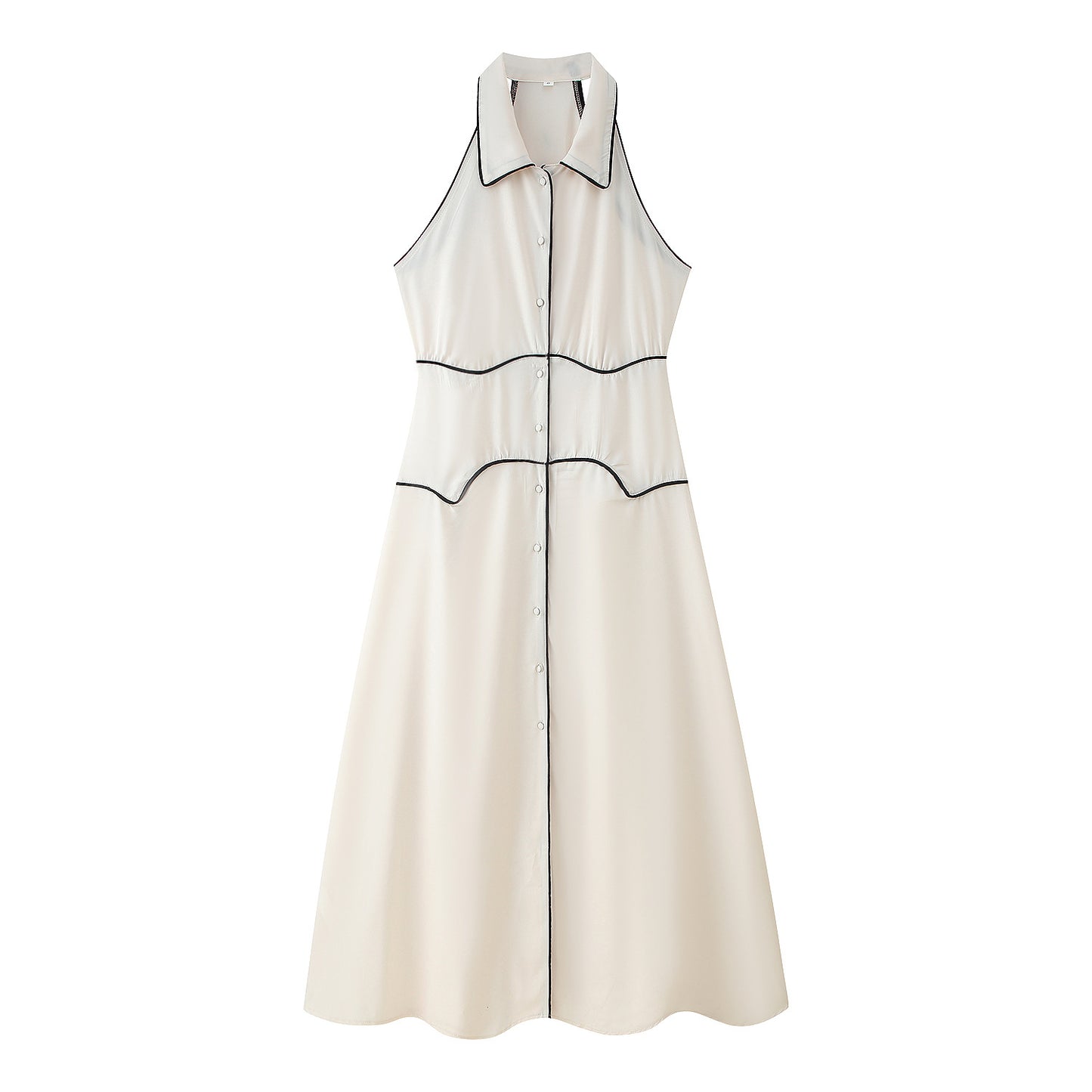 Robe maxi femme avec col élégant et joli design de boutons Chic und Stil
