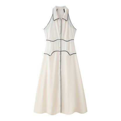 Robe maxi femme avec col élégant et joli design de boutons Chic und Stil