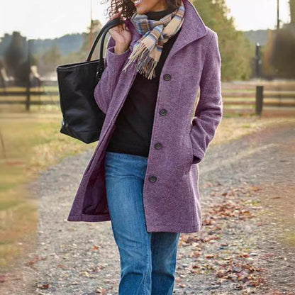 Dames élégant manteau en laine avec poches pratiques et revers classique Chic und Stil