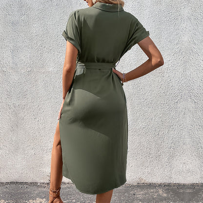 Femme bouton fermeture robe taille Chic und Stil