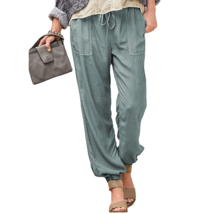 Ladies Comfortable Summer Pants with Elastic Waist and Practical Pockets Chic and Style