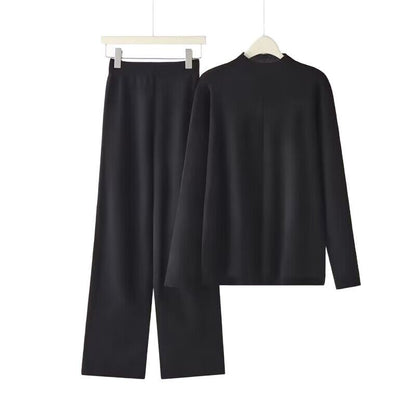 Dames ensemble élégant composé de haut à manches longues et de pantalons palazzo Chic und Stil