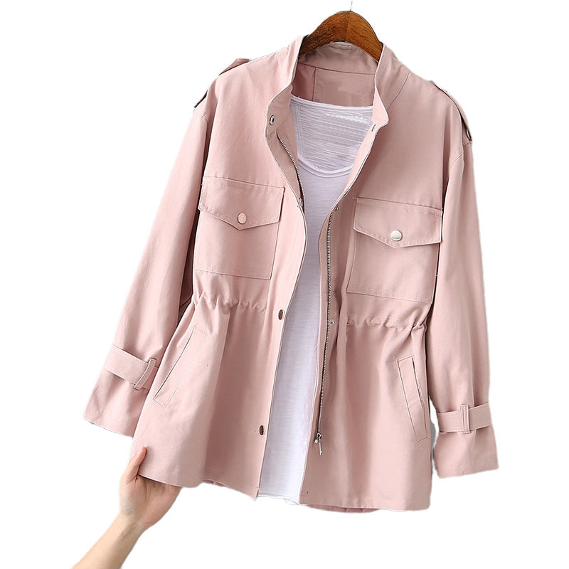 Ladies Practical Leisure Jacket with Adjustable Waist and Chic Style Pockets