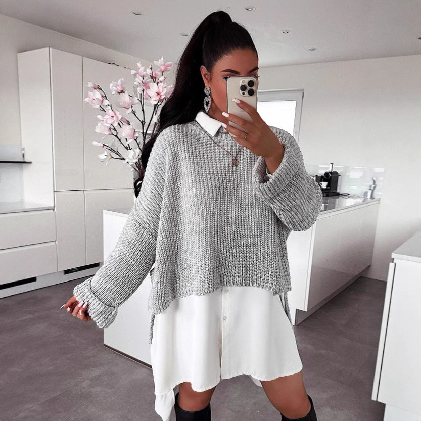 Pull en tricot surdimensionné pour femmes avec design à trous texturé et coupe décontractée Chic und Stil