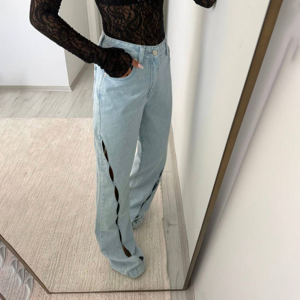 Dames jeans décontractées avec des détails découpés créatifs Chic und Stil