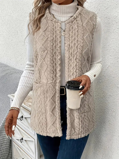 Dames Gilet Douillet avec Design Texturé Chic und Stil
