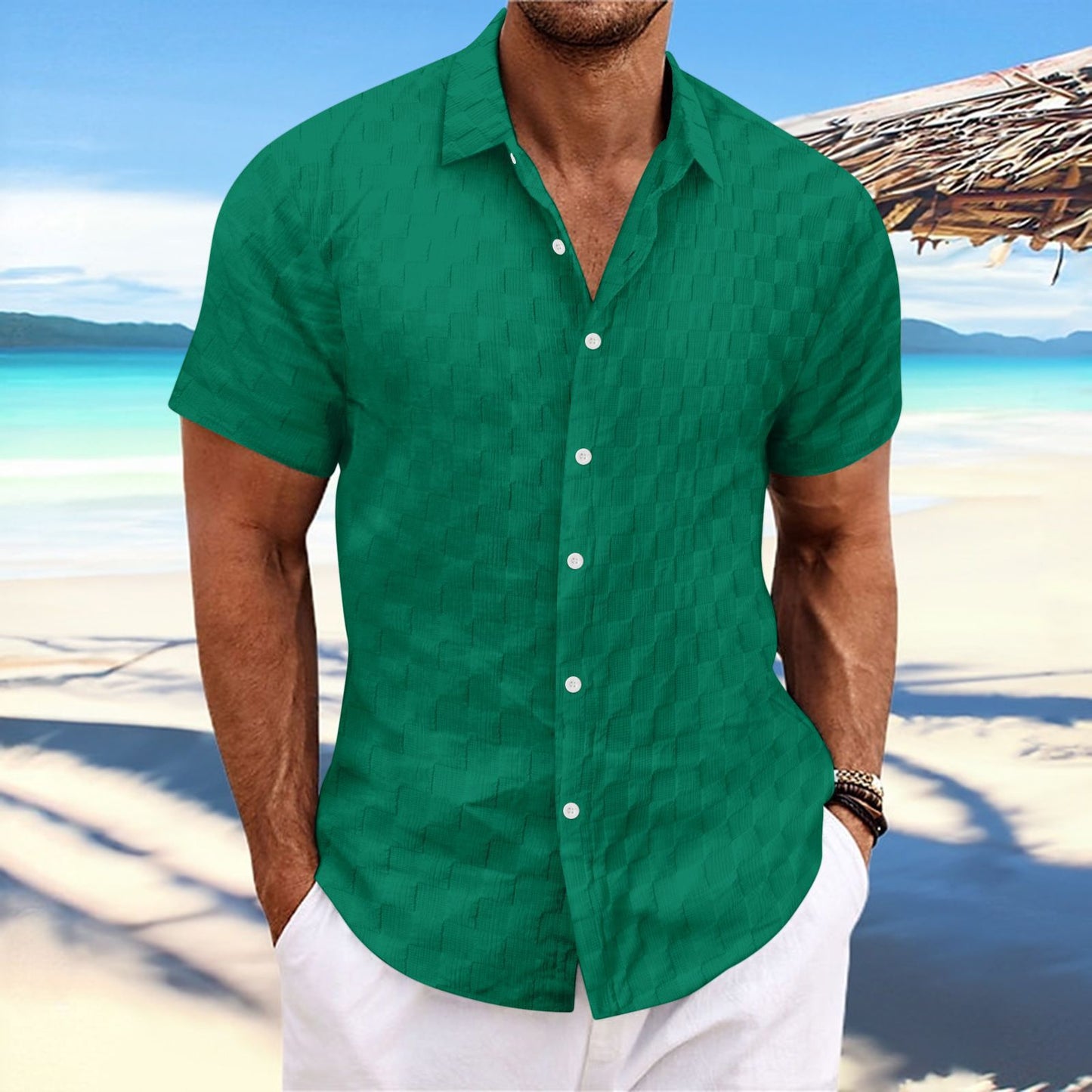 Chemise de loisirs à manches courtes structurée pour hommes Chic und Stil