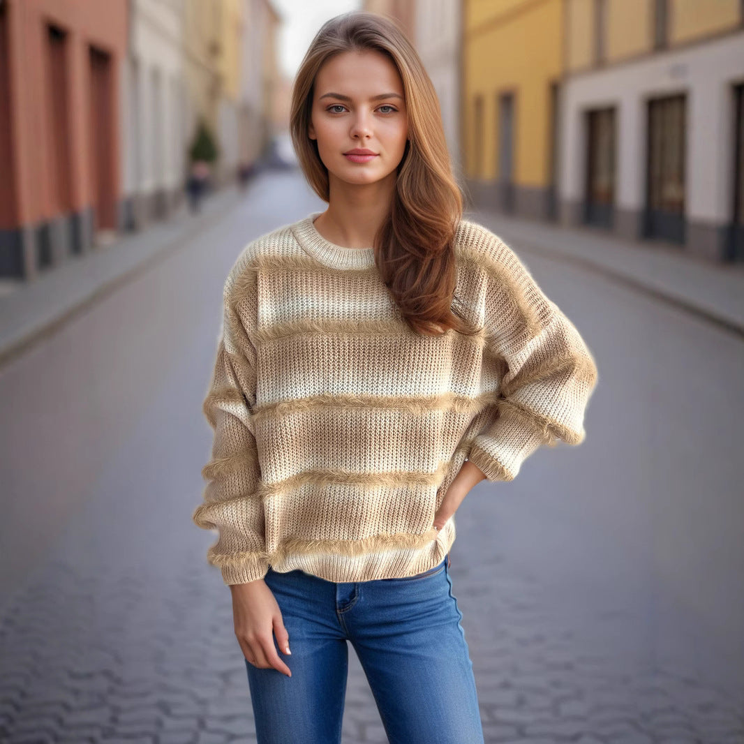 Dames pull-over en tricot douillet avec flair Chic und Stil