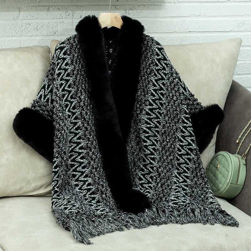 Dames Pull-over doux avec garniture en fausse fourrure luxueuse Chic und Stil