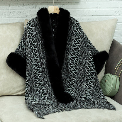Dames Pull-over doux avec garniture en fausse fourrure luxueuse Chic und Stil