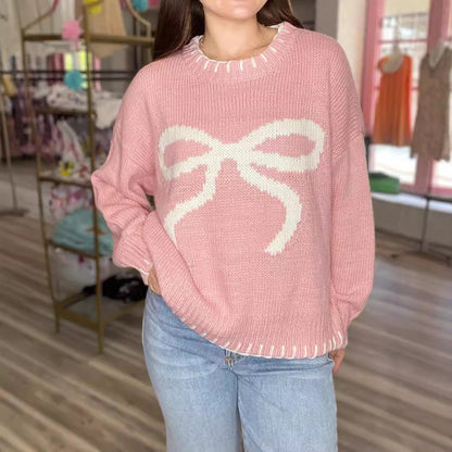 Pull en tricot pour femmes avec motif de nœud ludique et coupe décontractée Chic und Stil