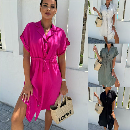 Robe à boutons décontractée pour femmes avec taille ajustable Chic und Stil