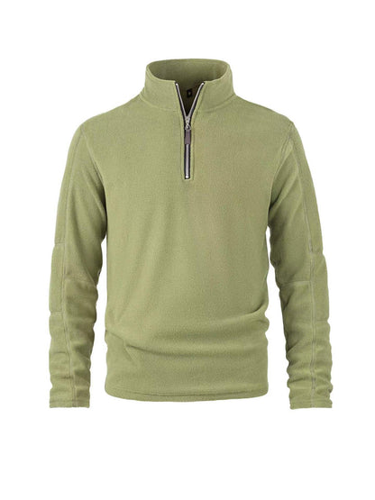 Fleece pullover for men with a high collar and practical zip details Chic and Style