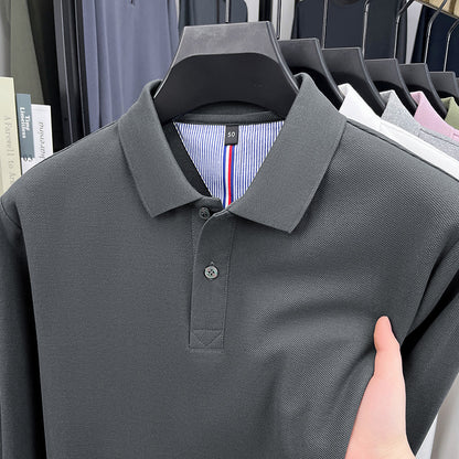 Men's Long Sleeve Polo with Structured Design and Breathable Properties Chic and Style