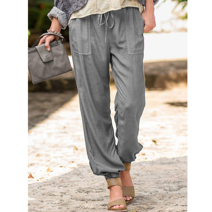 Ladies Comfortable Summer Pants with Elastic Waist and Practical Pockets Chic and Style