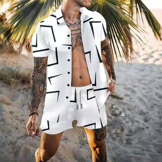 Homme T-shirt graphique à manches courtes été et ensemble de shorts Chic und Stil