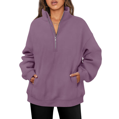 Fleece pullover for women with high collar Chic and Style