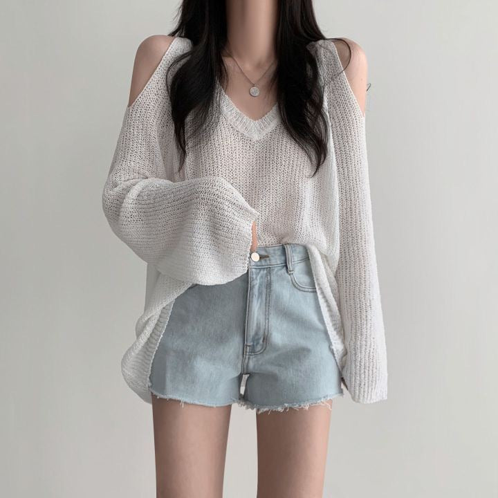 Pull décontracté pour femme avec épaules dénudées et coupe large Chic und Stil