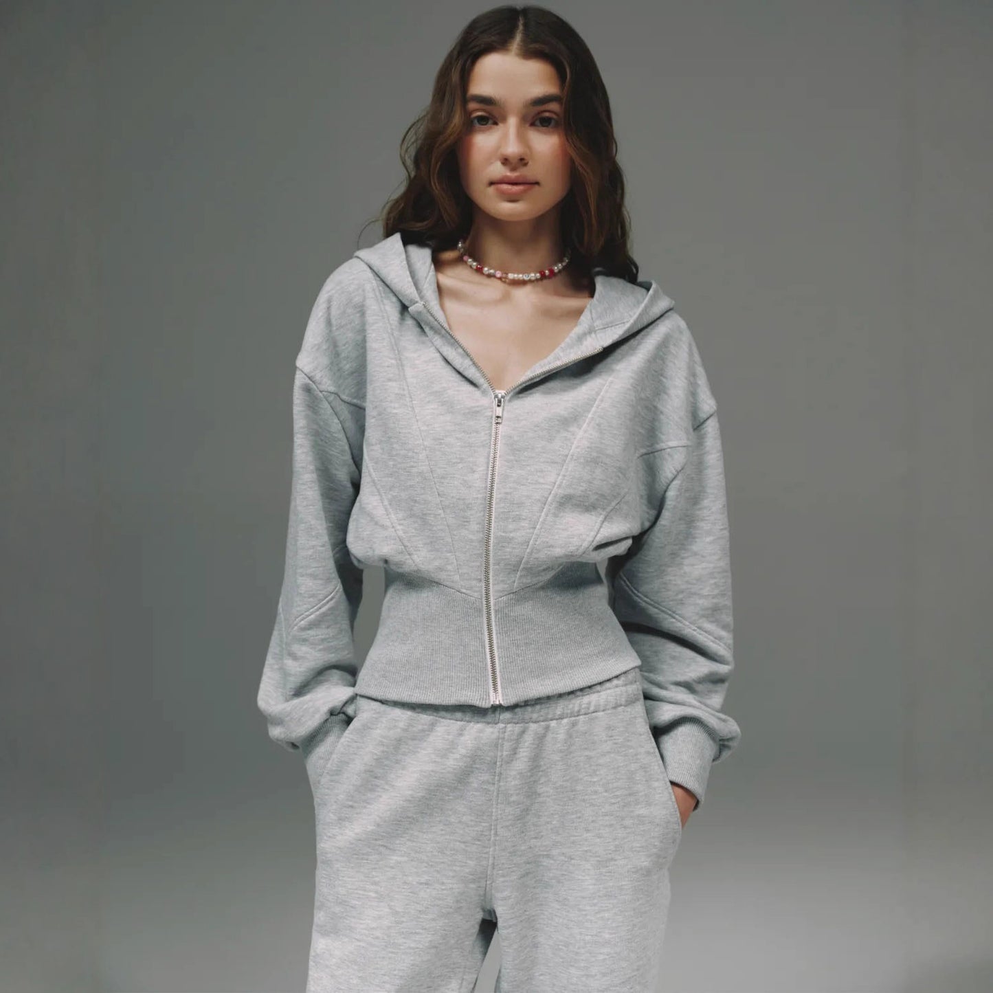 High-quality fleece women's lounge set with hoodie and wide pants Chic and Style