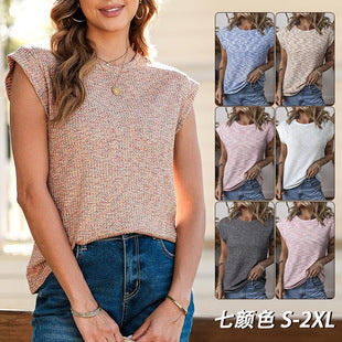 Casual women's T-shirt with woven structure and loose design Chic and style