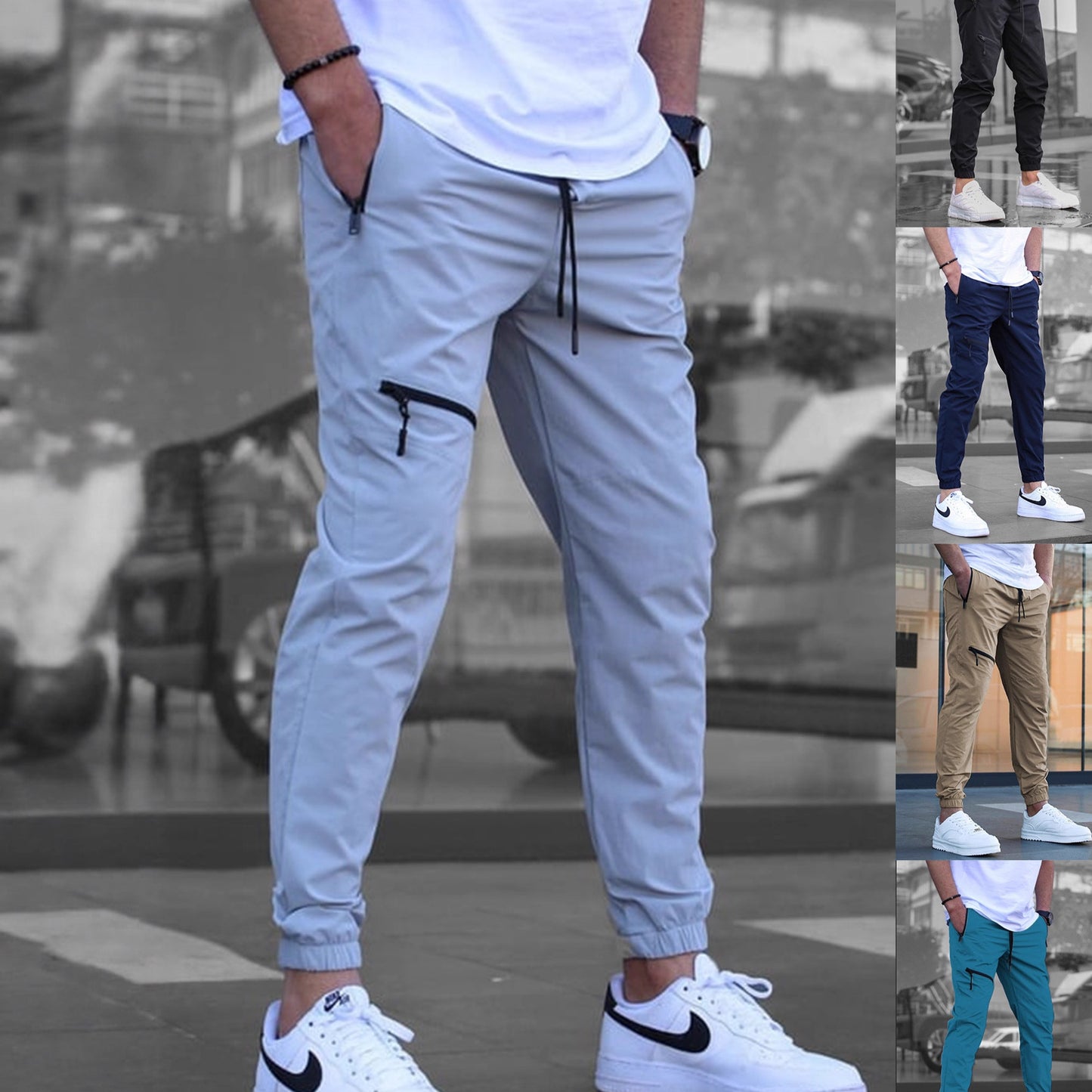 Light sporty pants for men with side zip pockets Chic and Style