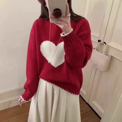 Pull en tricot pour femmes avec motif cœur et coupe décontractée Chic und Stil