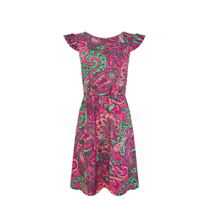 Femme Robe Mini à Imprimé Floral Fluide avec Manches Froncées Chic und Stil