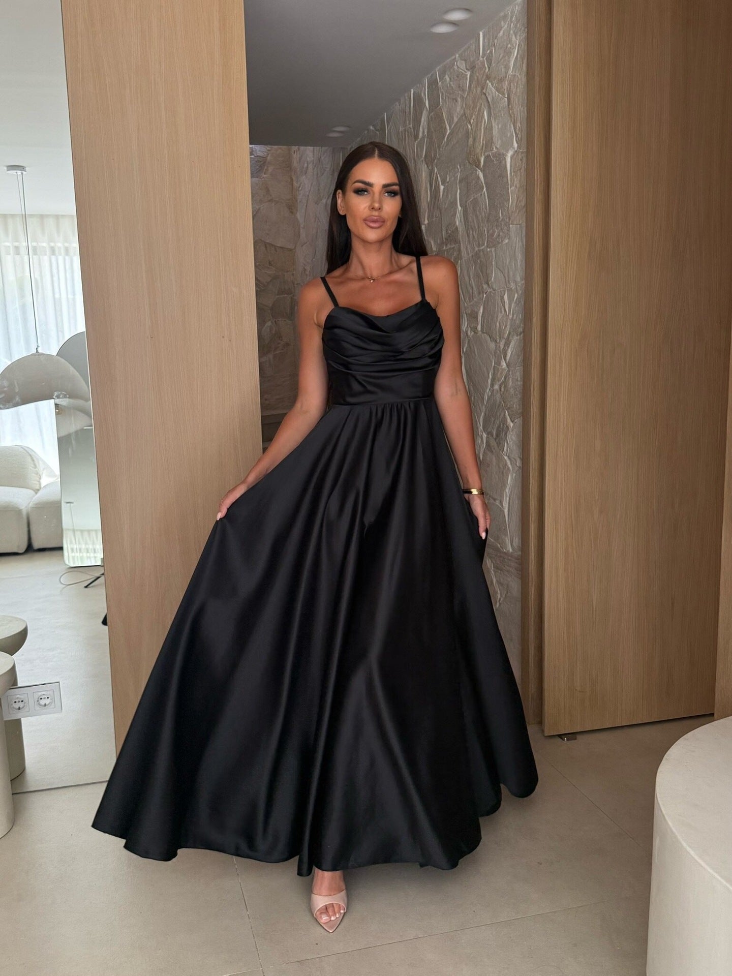 Dames Élégant Robe de Soirée en Satin Chic und Stil
