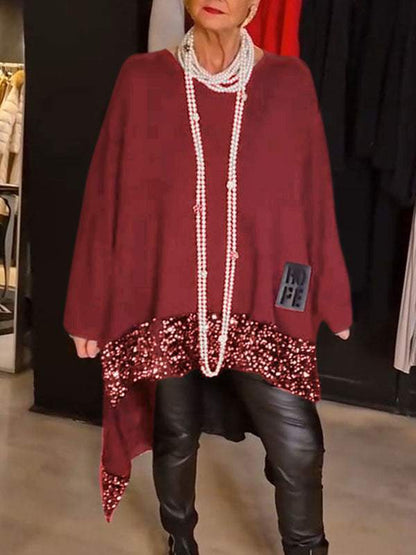 Dames Élégant et fluide haut en tricot asymétrique Chic und Stil