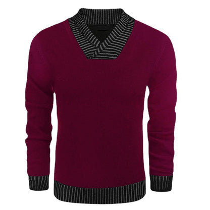Pull en tricot élégant pour hommes avec col châle moderne et dessus structuré Chic und Stil
