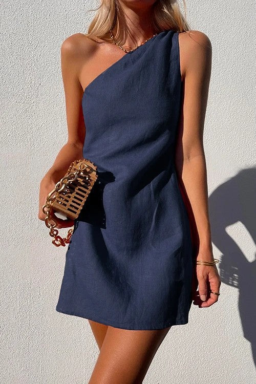 Robe d'été en lin asymétrique pour femmes Chic und Stil