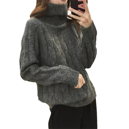 Pull en tricot pour femmes avec col haut et motif en torsades Chic und Stil