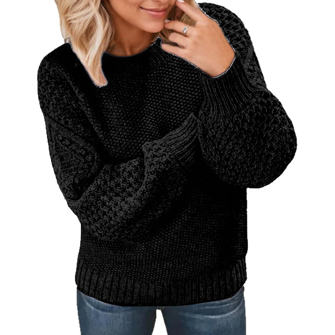 Pull en tricot épais pour femmes avec des manches volumineuses et une texture unique Chic und Stil