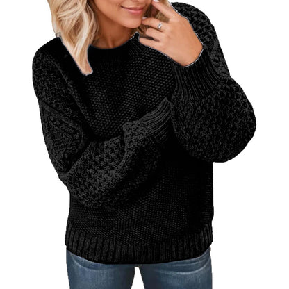 Pull en tricot épais pour femmes avec des manches volumineuses et une texture unique Chic und Stil