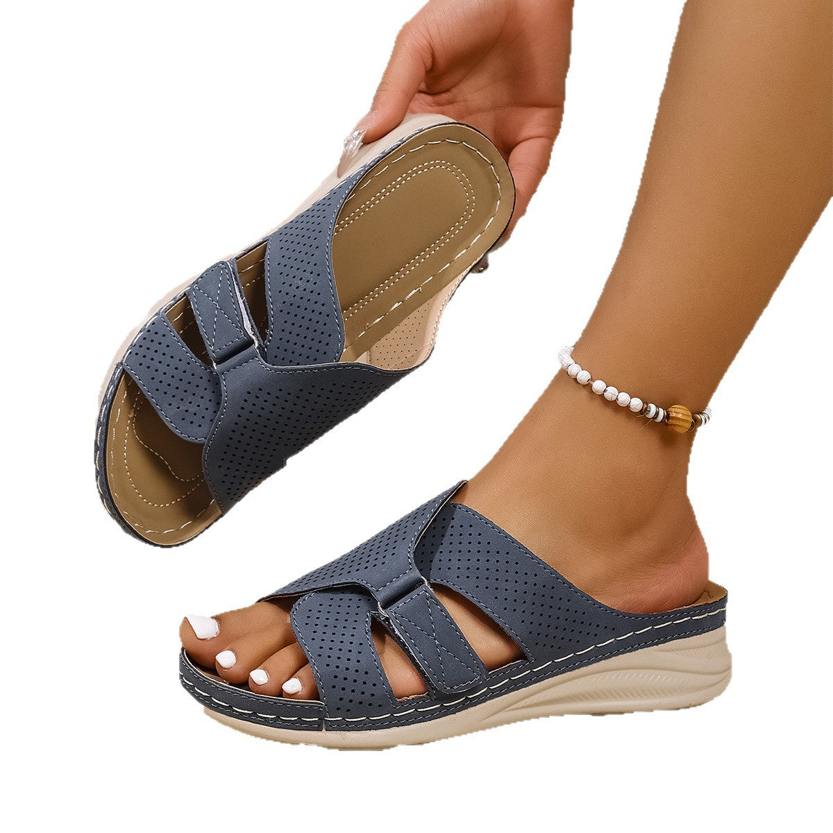 Sandales Rembourrées Confort Perforées pour Femmes Chic und Stil